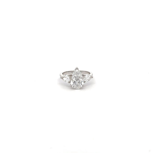 IGI Certified LGD Solitaire Pear Ring In 14K GOLD