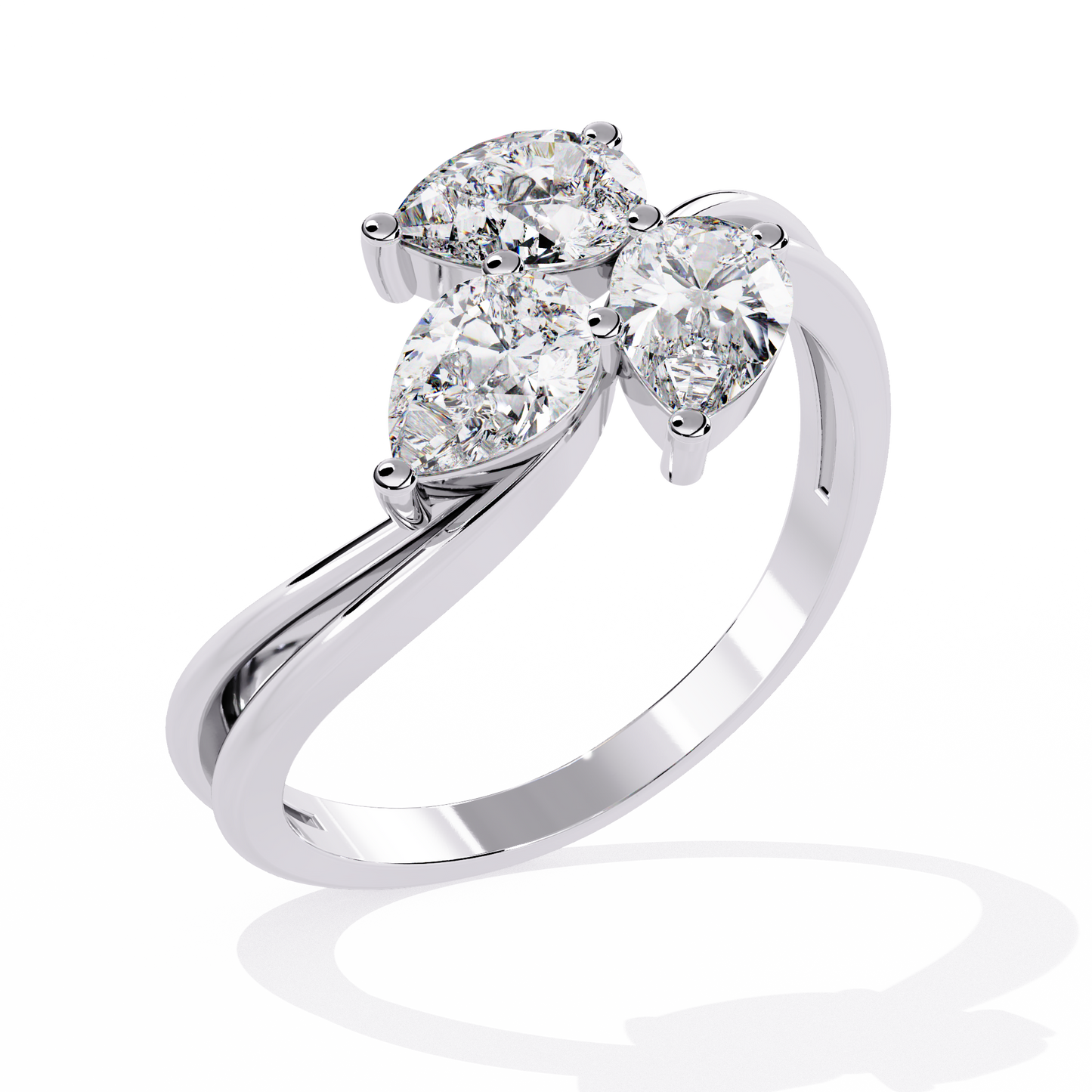 LGD Ring  Pear 3Stone (  1.20ct )  in 14k Gold  #LGD-PE-SR001