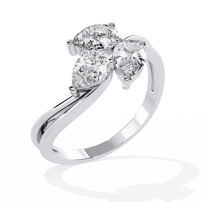 LGD Ring  Pear 3Stone (  1.20ct )  in 14k Gold  #LGD-PE-SR001