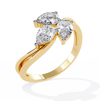 LGD Ring  Pear 3Stone (  1.20ct )  in 14k Gold  #LGD-PE-SR001