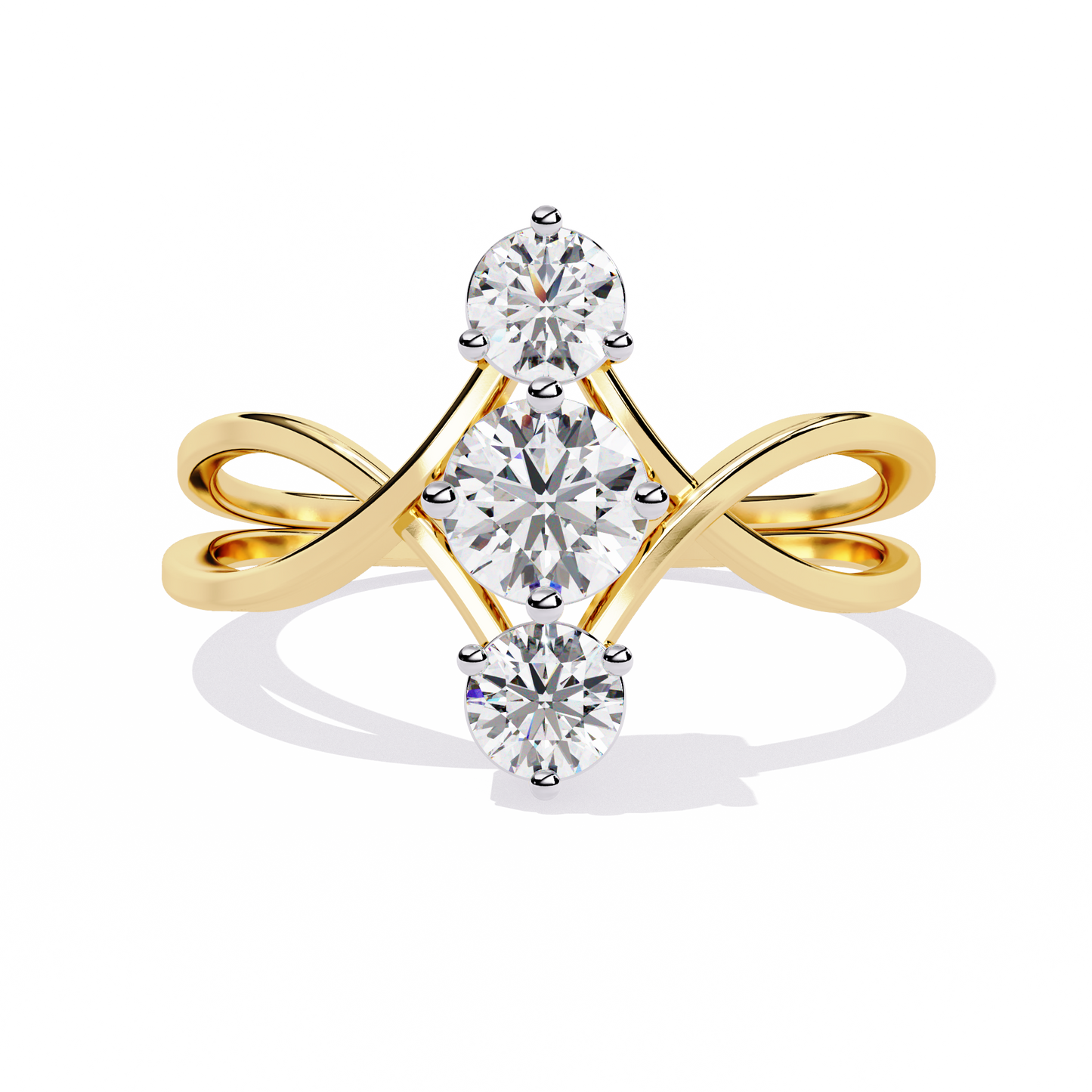 LGD Ring Round 3Stone ( 0.67ct ) in 14k Gold  #LGD-RD-SR002