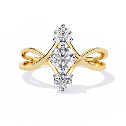 LGD Ring Round 3Stone ( 0.67ct ) in 14k Gold  #LGD-RD-SR002