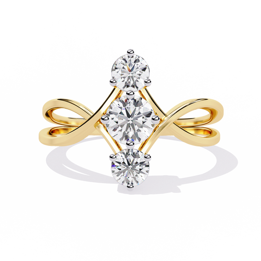 LGD Ring Round 3Stone ( 0.67ct ) in 14k Gold  #LGD-RD-SR002