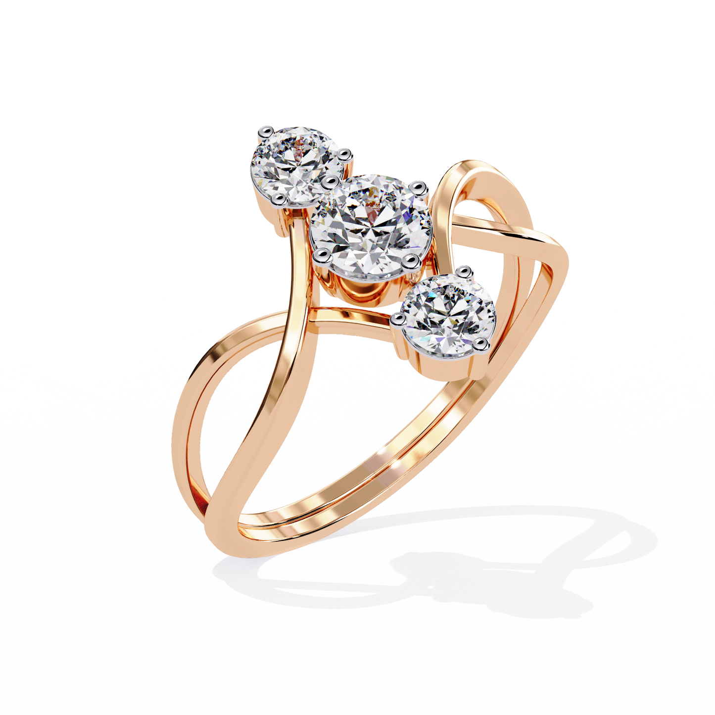 LGD Ring Round 3Stone ( 0.67ct ) in 14k Gold  #LGD-RD-SR002