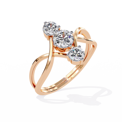 LGD Ring Round 3Stone ( 0.67ct ) in 14k Gold  #LGD-RD-SR002