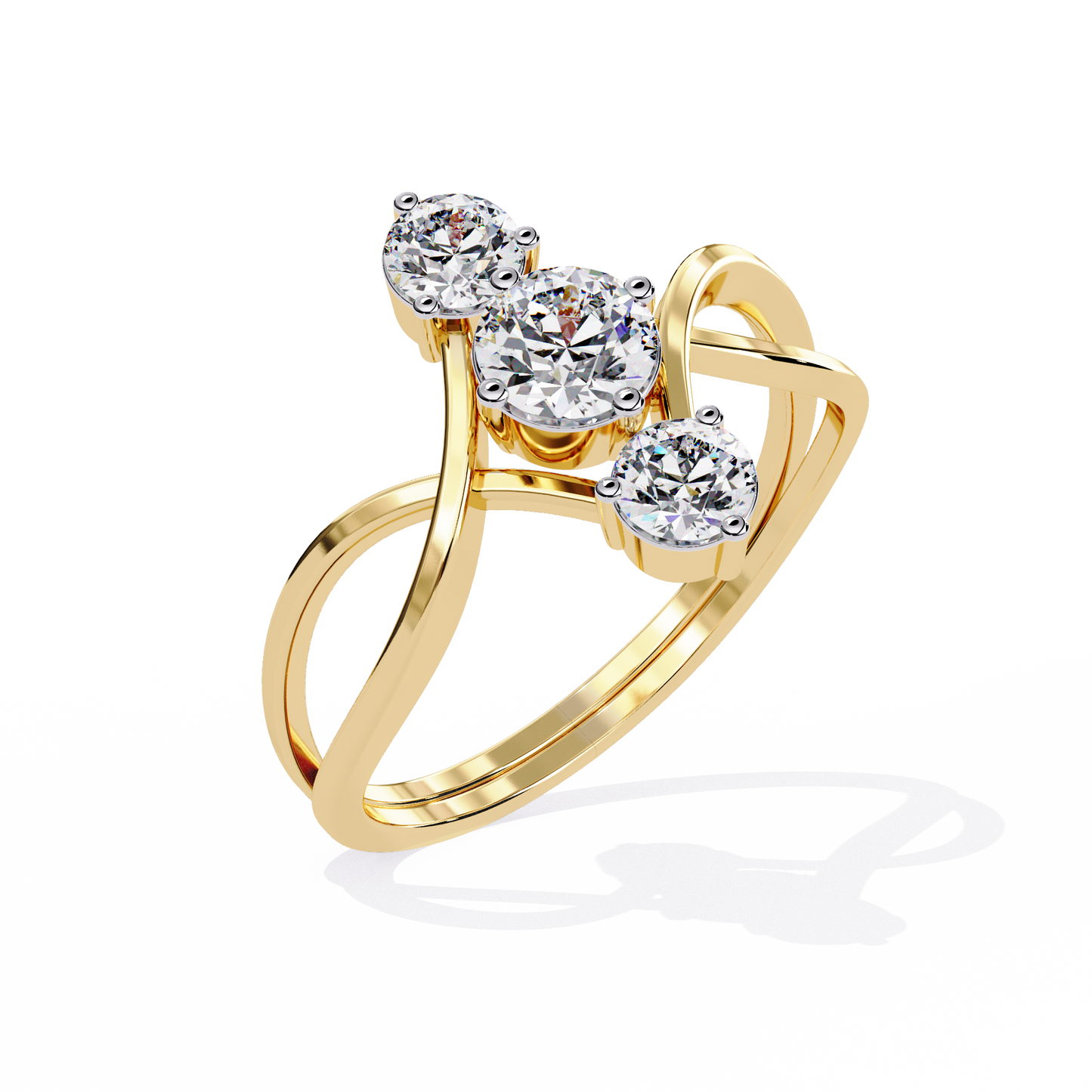 LGD Ring Round 3Stone ( 0.67ct ) in 14k Gold  #LGD-RD-SR002