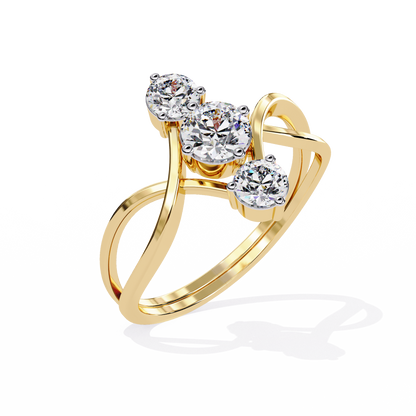 LGD Ring Round 3Stone ( 0.67ct ) in 14k Gold  #LGD-RD-SR002