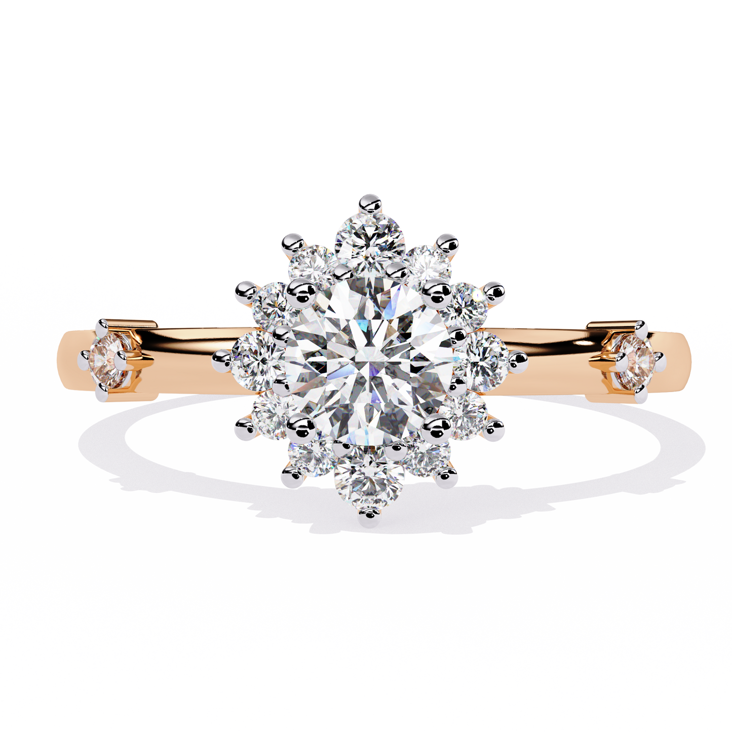 LGD Flowers Ring Round (0.63ct ) in 14k Gold #LGD-RD-SR007