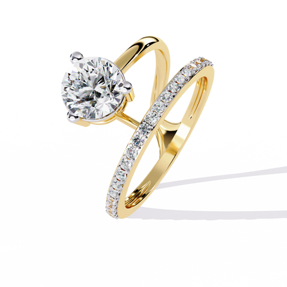 LGD Solitaire Ring Round  Stone (1.53ct )In 14k Gold