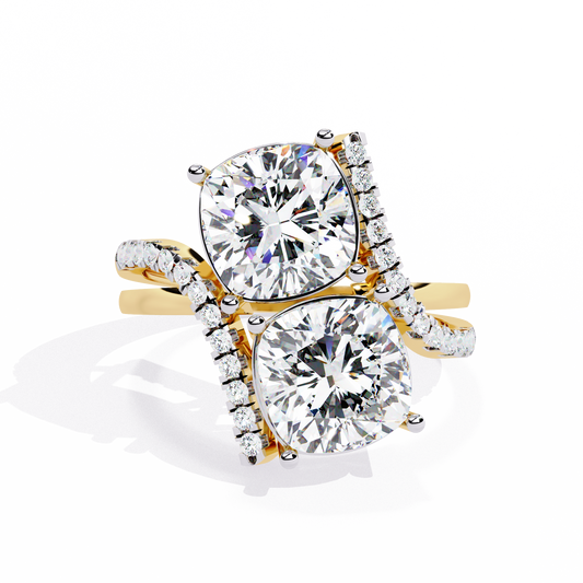 LGD Solitaire Ring Cushion Square  Stone (5.26ct) In 14K Gold #LGD-Sq-SR028