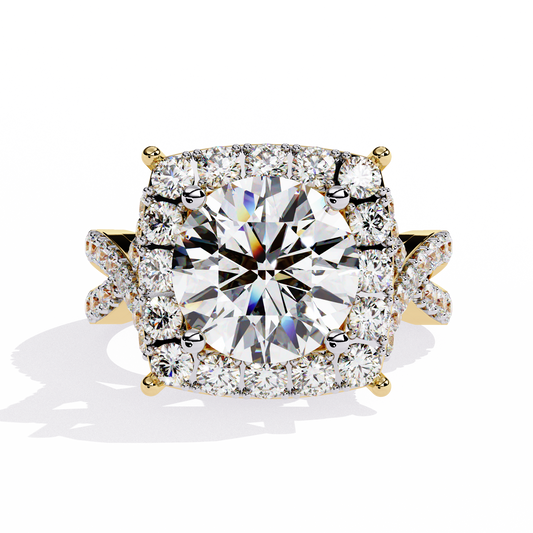 LGD Solitaire Ring Round Stone(3.47ct) In 14k Gold #LGD-RD-SR029