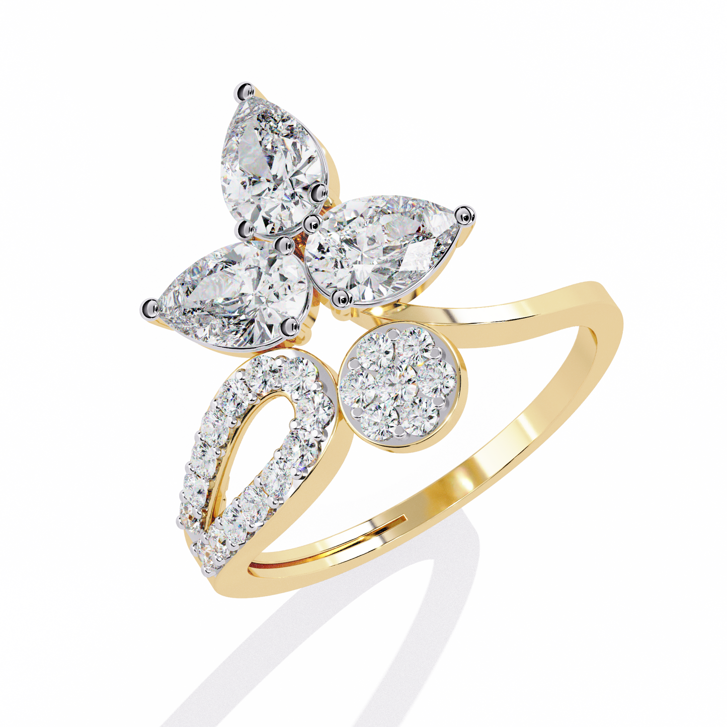 LGD Ring Pear & Round Stone(1.2ct) In 14k Gold    #LGD-PERD-SR033