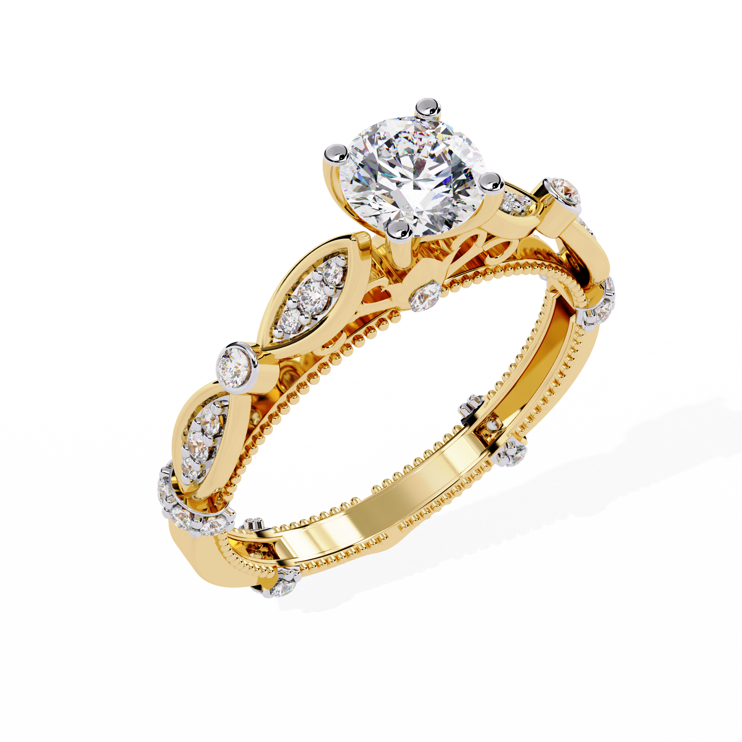 LGD Ring Round Stone(0.92ct )In 14k Gold   #LGD-RD-SR043