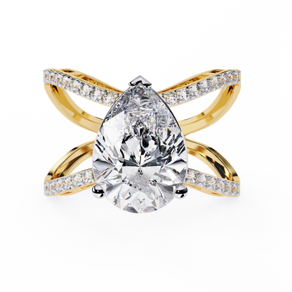 LGD Solitaire Ring Pear Stone (4.68ct) In 14K Gold  #LGD-PE-SR048