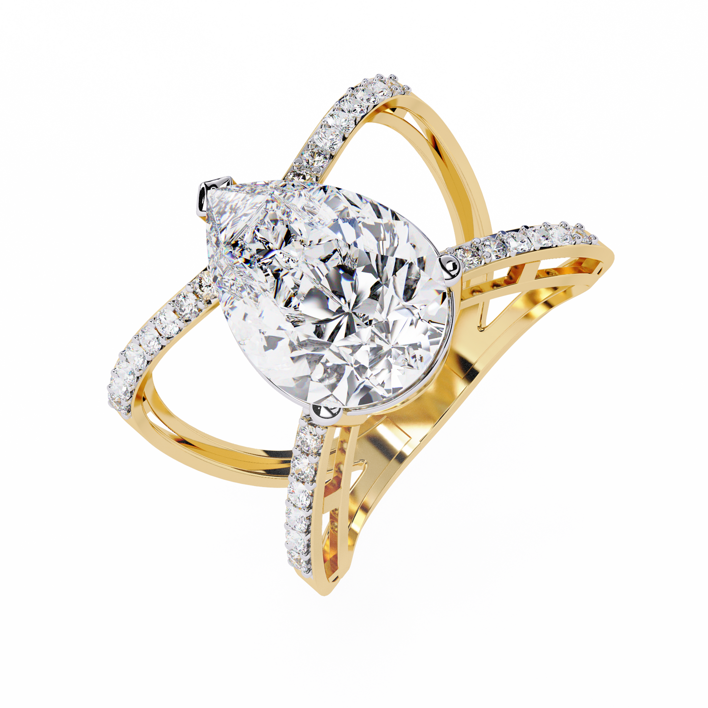 LGD Solitaire Ring Pear Stone (4.68ct) In 14K Gold  #LGD-PE-SR048