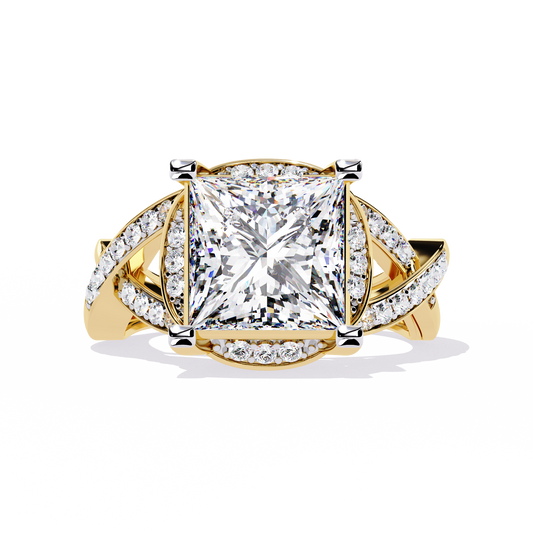 LGD Solitaire Ring Princess Stone (3.53ct) In 14K Gold   #LGD-PR-SR049