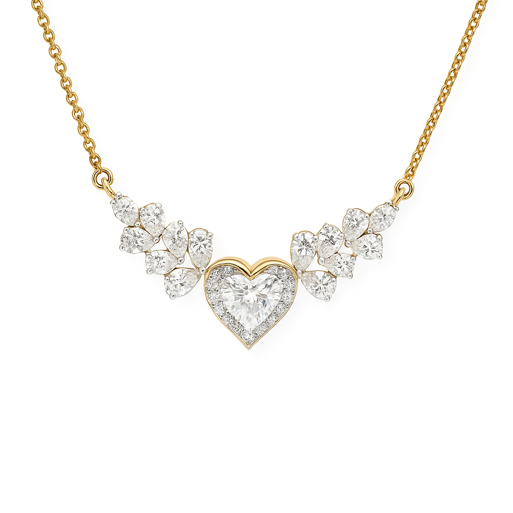 Romantic Heart & Leaf Diamond Pendant