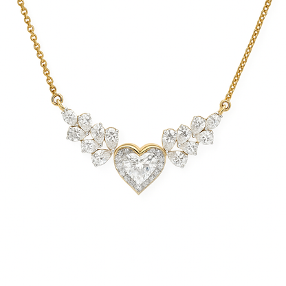Romantic Heart & Leaf Diamond Pendant