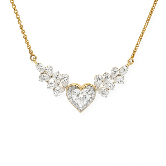 Romantic Heart & Leaf Diamond Pendant
