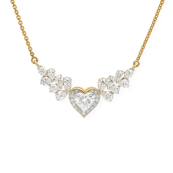 Romantic Heart & Leaf Diamond Pendant