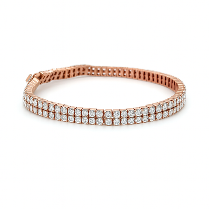 Round Cut Lab Grown Diamond Double Chain Bracelet 