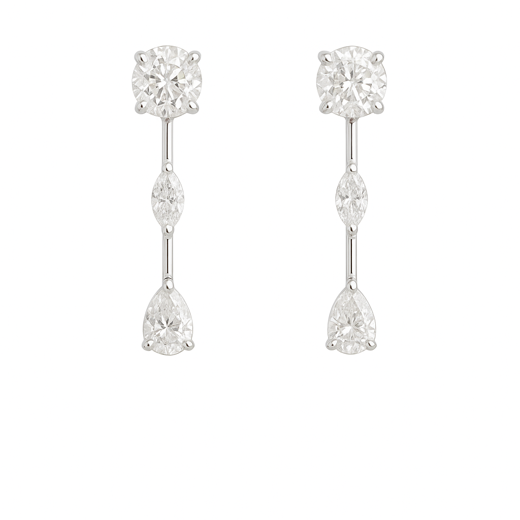 Round, Marquise & Pear Lab Diamond Drop Earrings