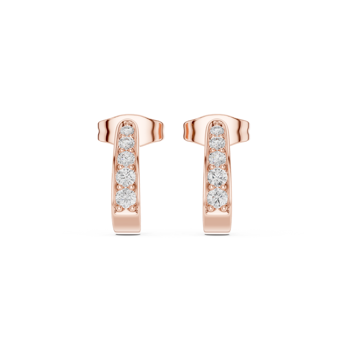 Minimalist IGI Certified Diamond Huggie Earrings, Rose Gold
