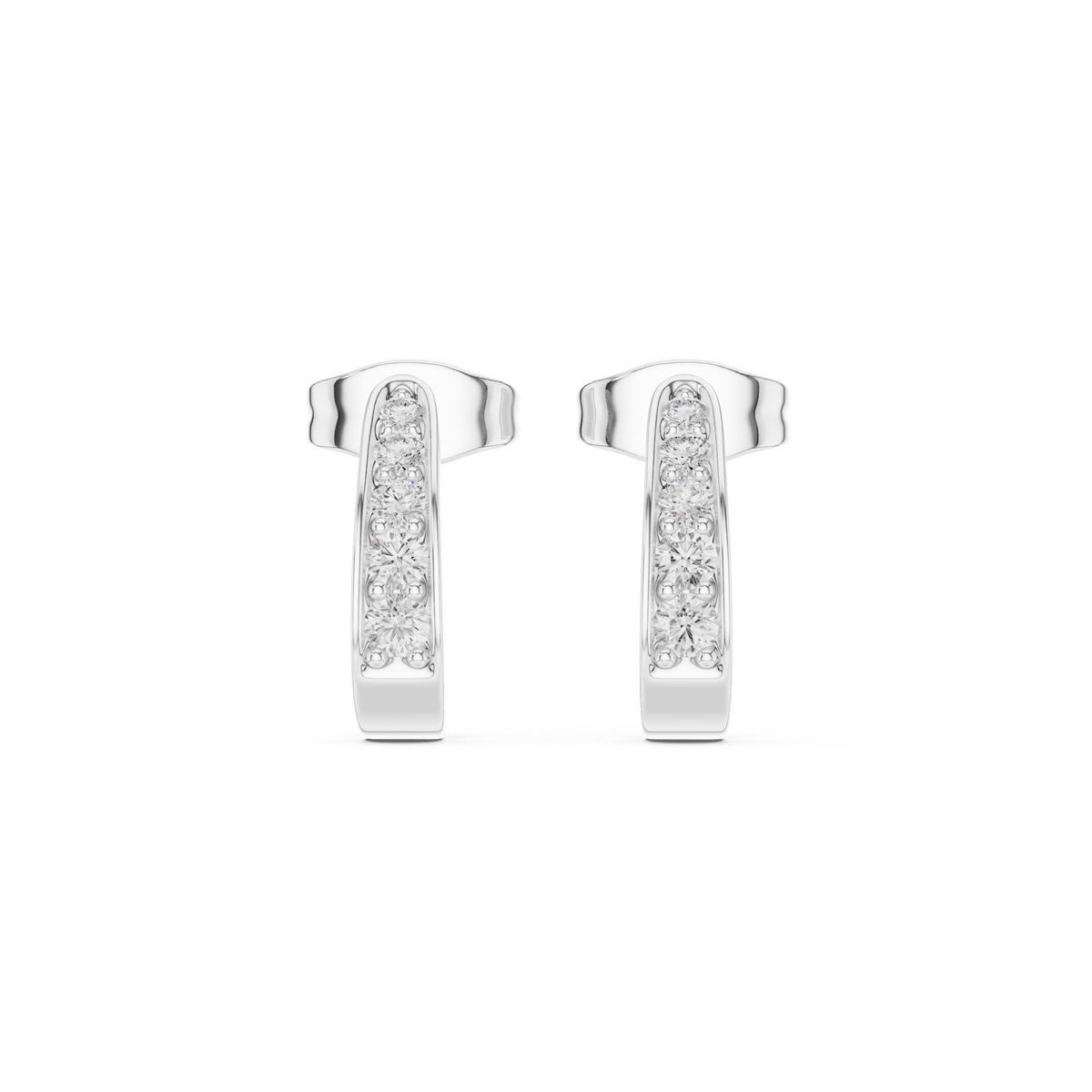 Minimalist IGI Certified Diamond Huggie Earrings, White Gold