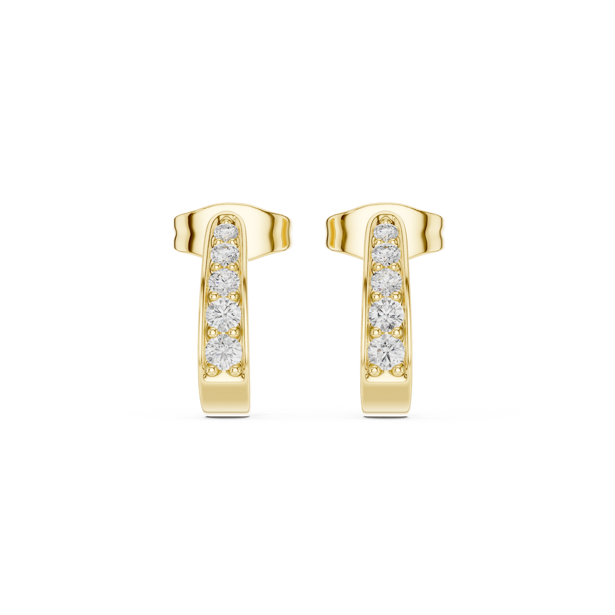 Minimalist IGI Certified Diamond Huggie Earrings, Yellow Gold
