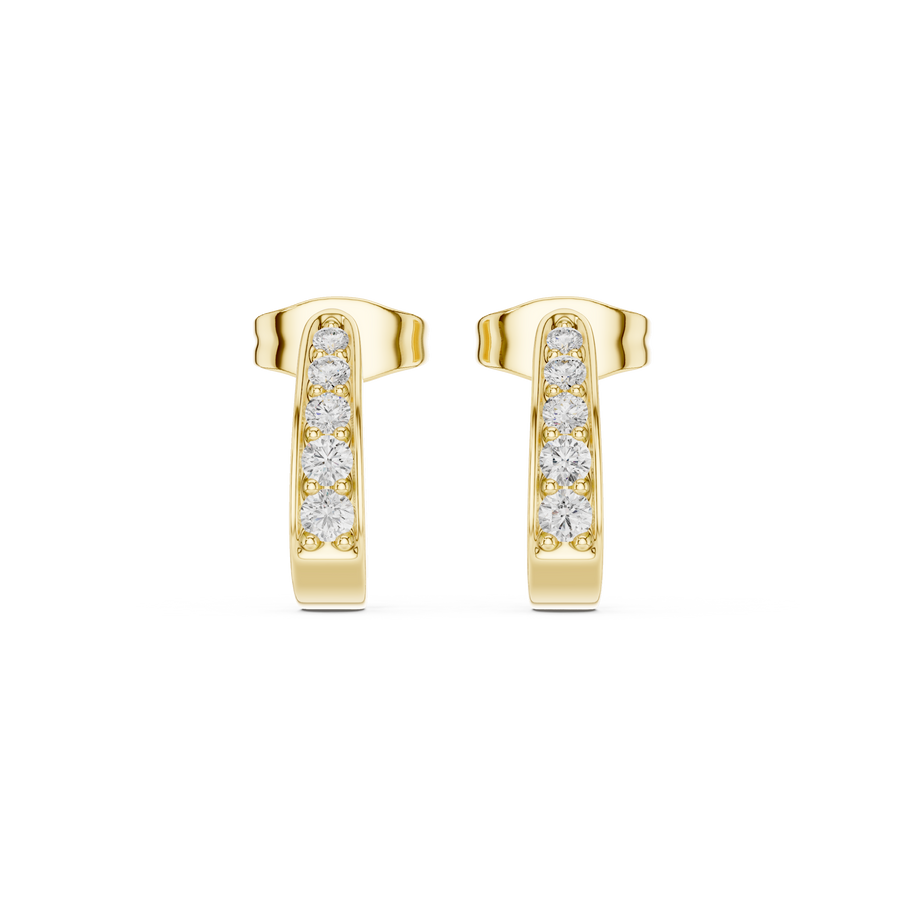 Minimalist IGI Certified Diamond Huggie Earrings, Yellow Gold