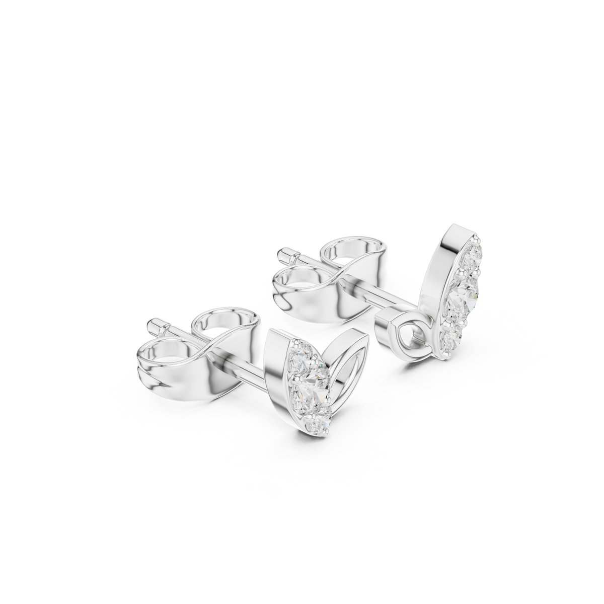 Floral Leaf IGI Certified Diamond Stud Earstuds, White Gold