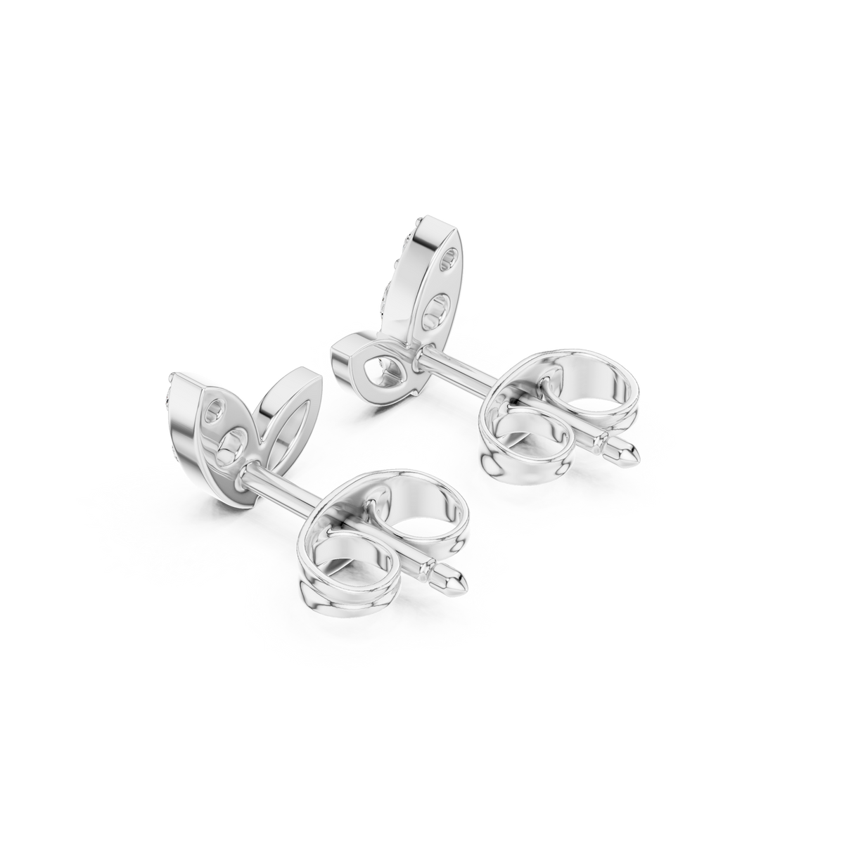 Floral Leaf IGI Certified Diamond Stud Earstuds, White Gold