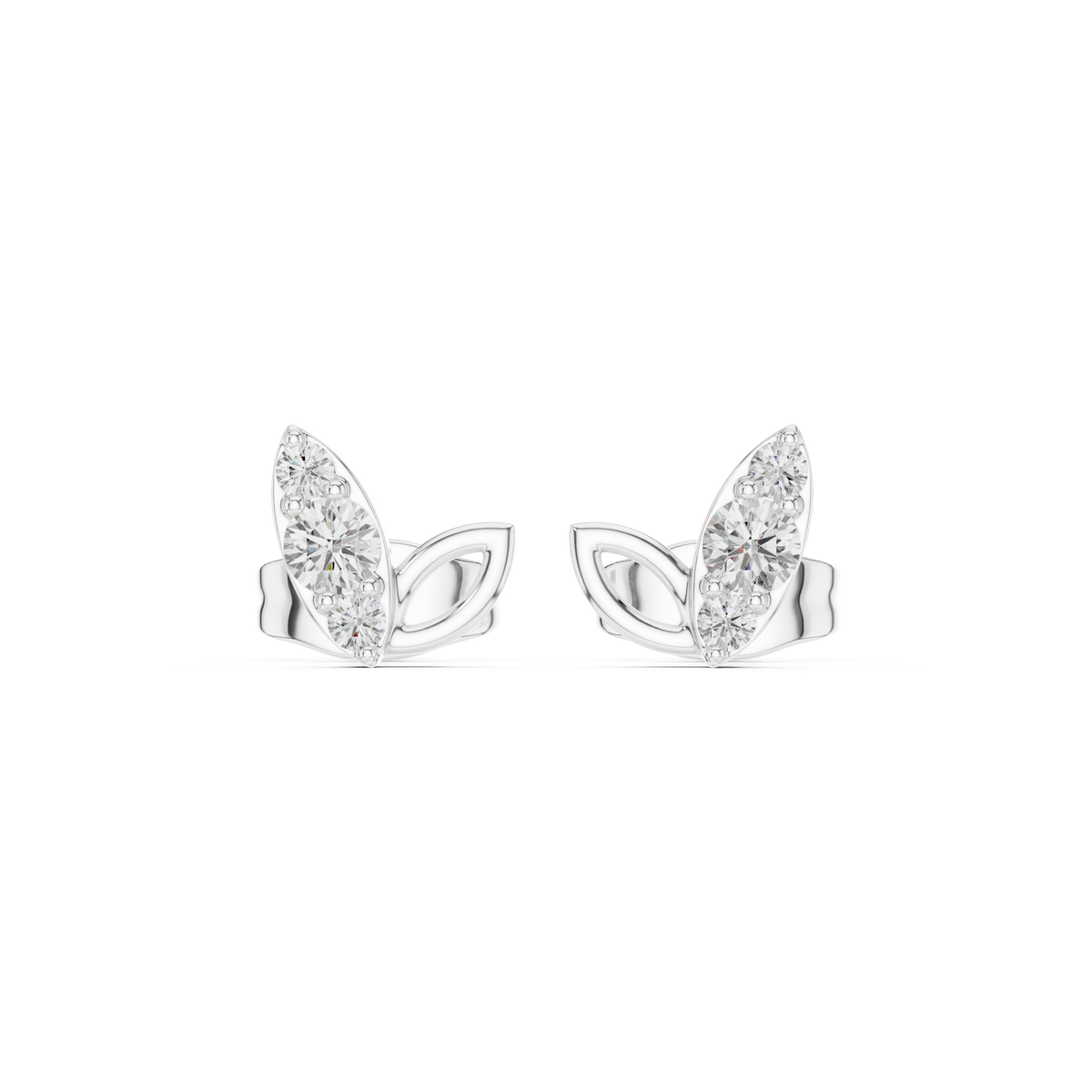 Floral Leaf IGI Certified Diamond Stud Earstuds, White Gold