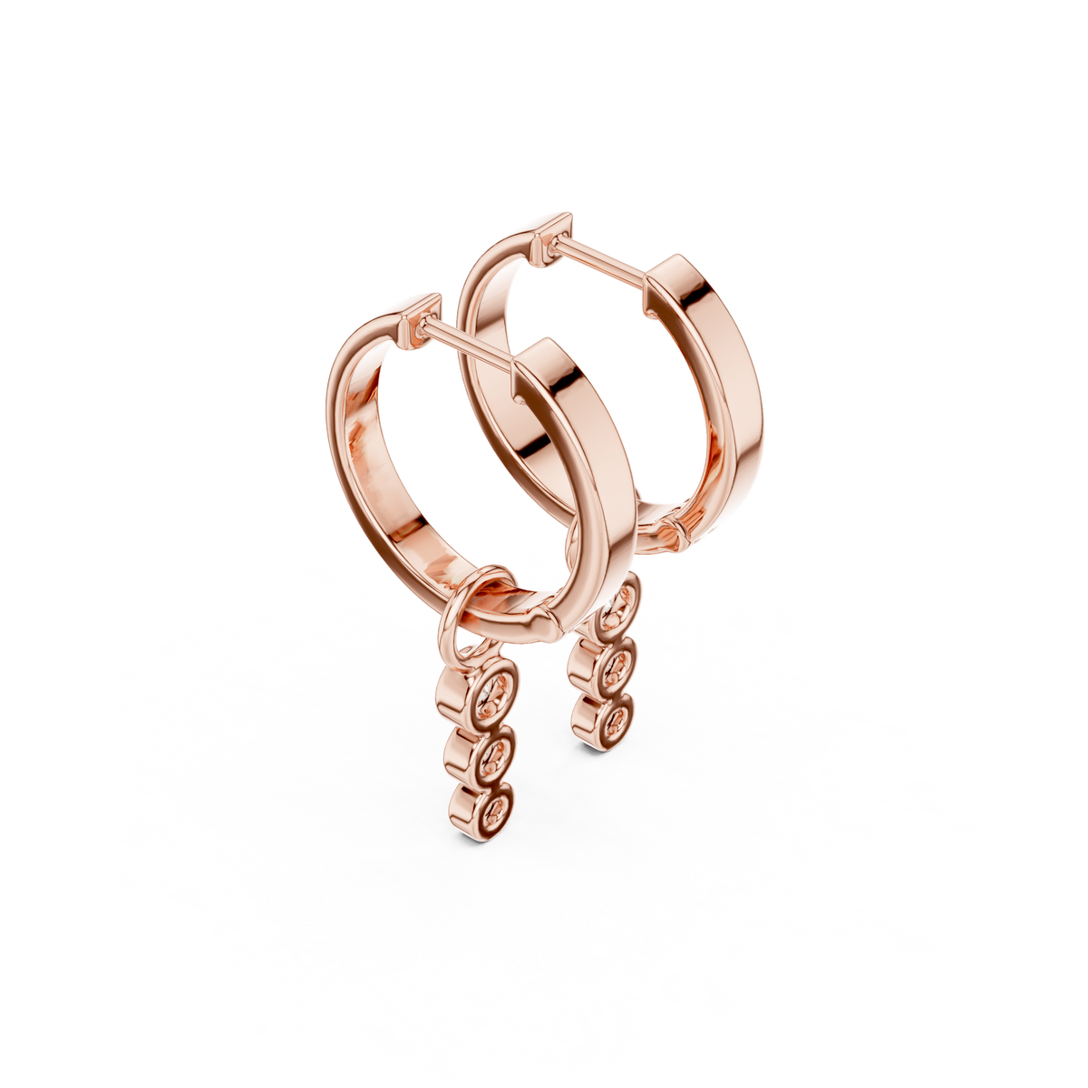 Minimalist IGI Certified Diamond Hoop Drop Earrings, Rose Gold