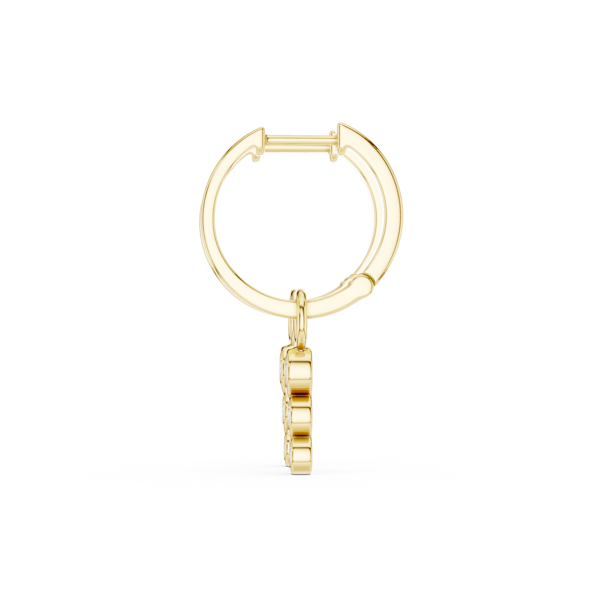 Minimalist IGI Certified Diamond Hoop Drop Earrings, Yellow Gold