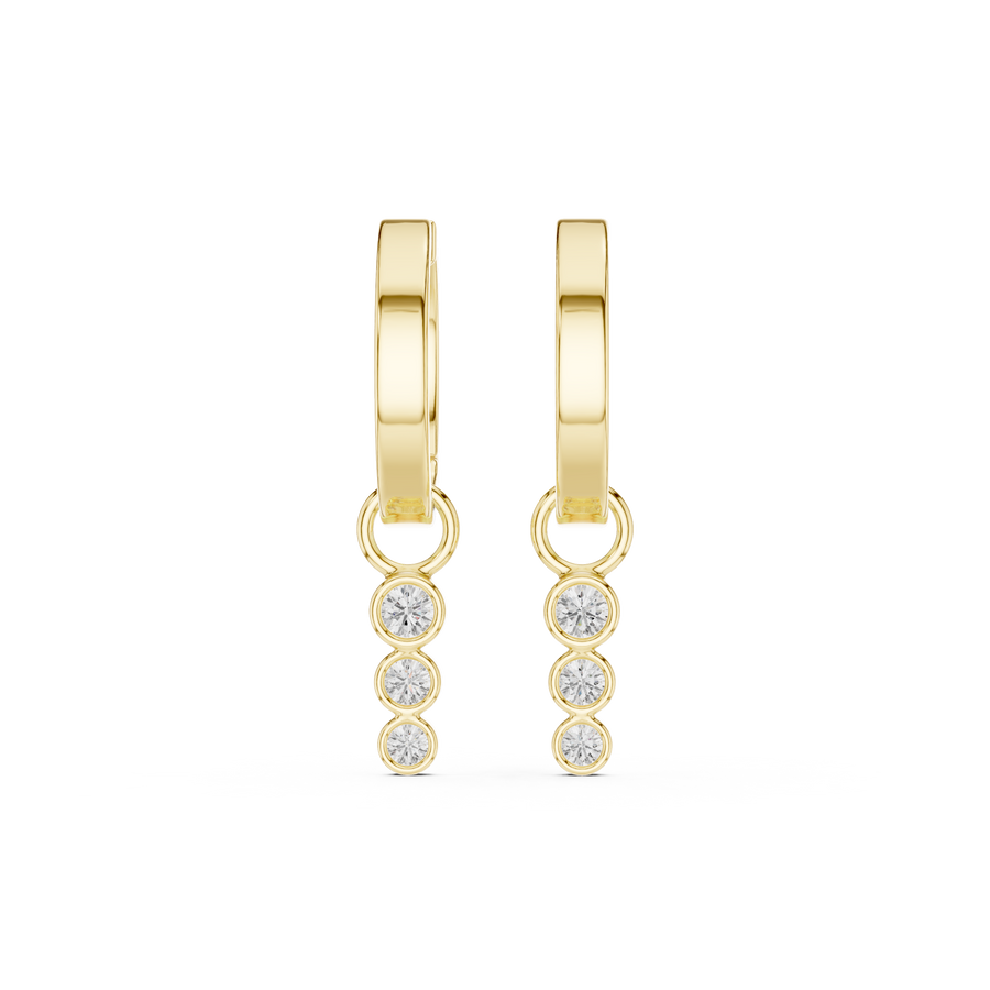 Minimalist IGI Certified Diamond Hoop Drop Earrings, Yellow Gold