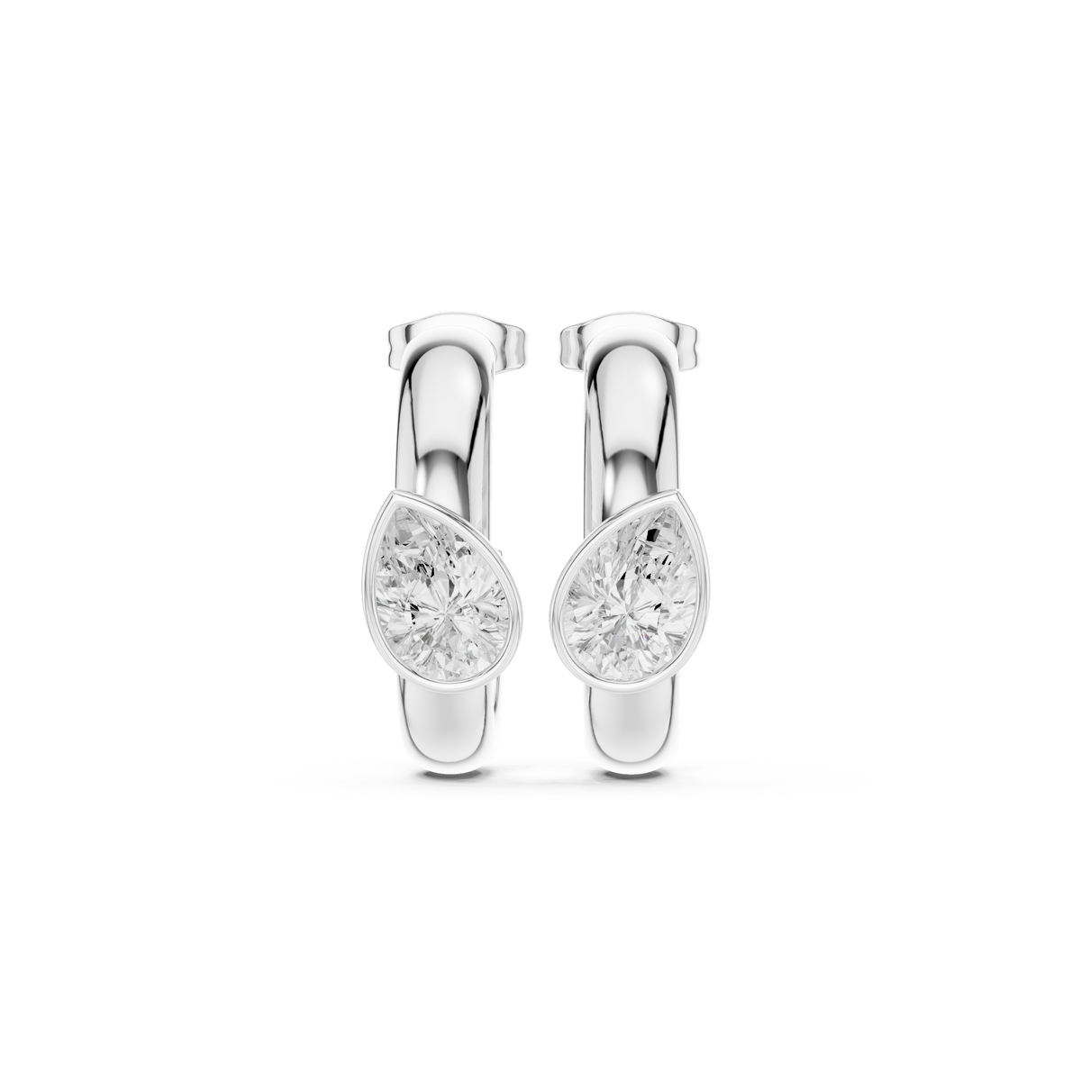2.00 CT Pear Cut Lab Grown Diamond Hoop Earrings, White Gold
