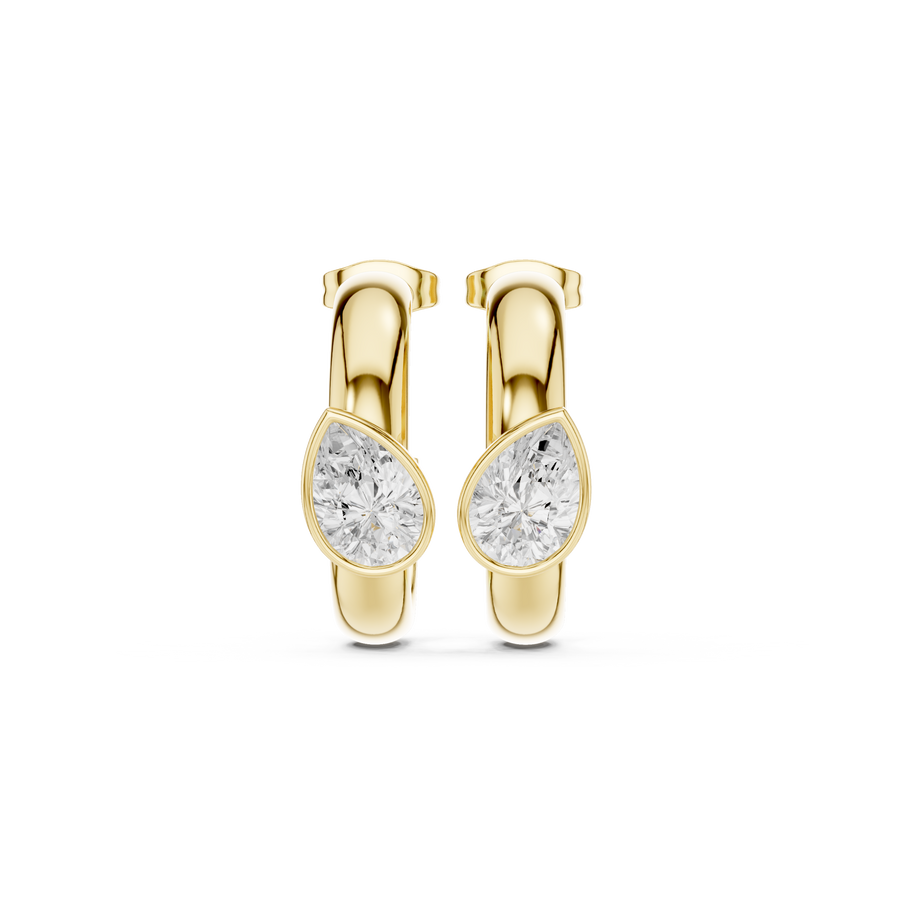 2.00 CT Pear Cut Lab Grown Diamond Hoop Earrings, Yellow Gold