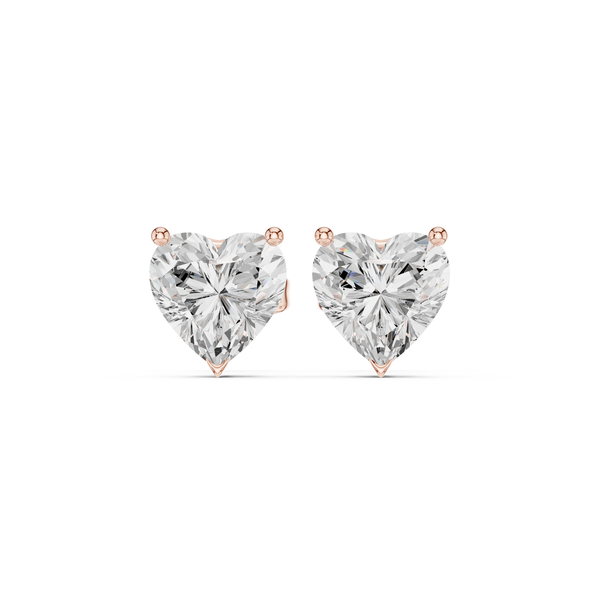 IGI Certified 2.10 CT Heart Diamond Stud Earrings, Rose Gold