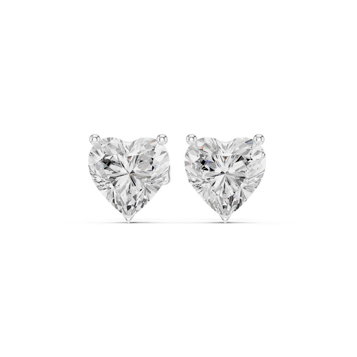 IGI Certified 2.10 CT Heart Diamond Stud Earrings, White Gold