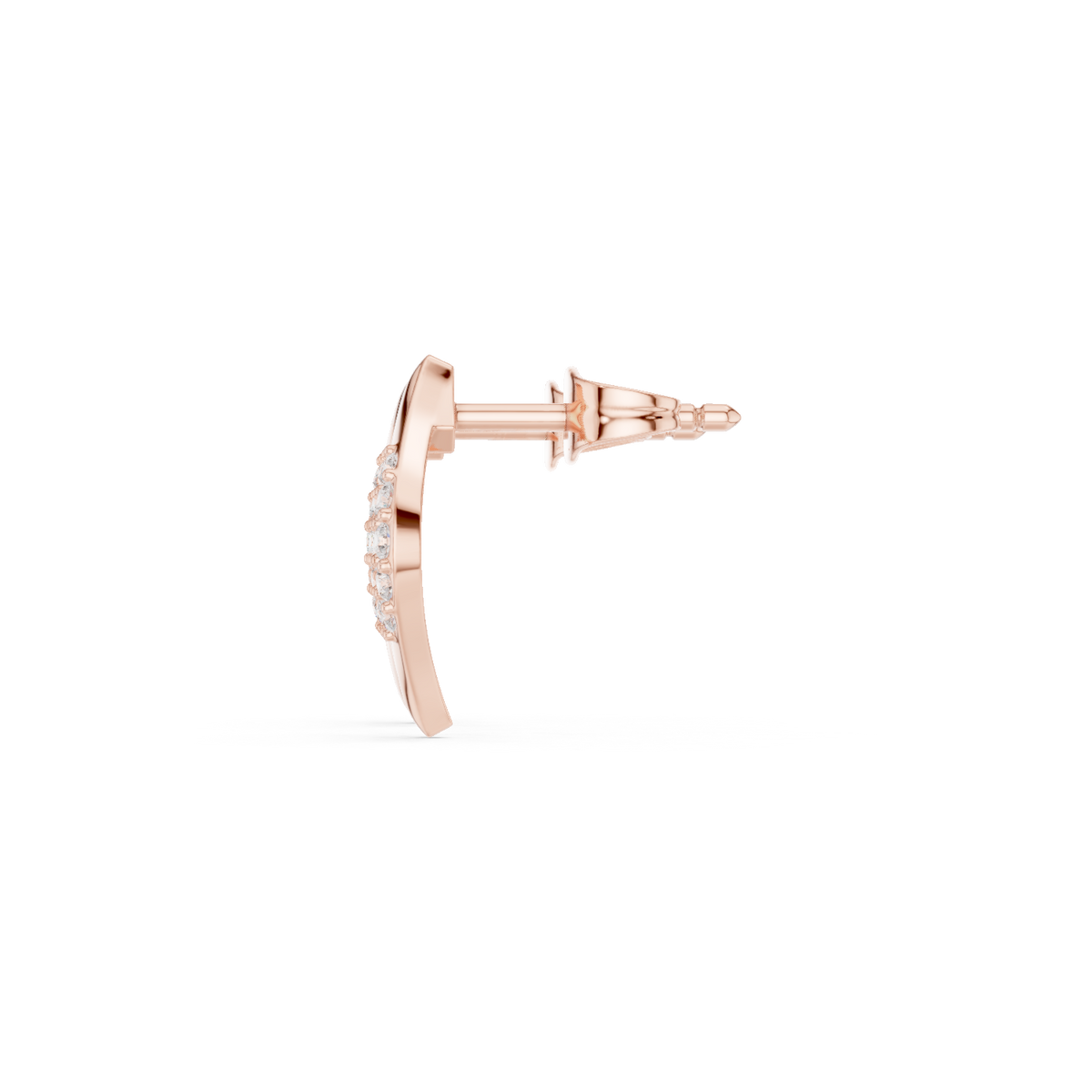 IGI Certified Round Diamond Art Deco Stud Earrings, Rose Gold