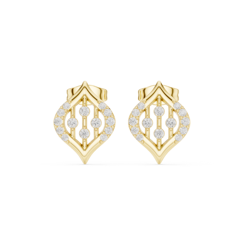 IGI Certified Round Diamond Art Deco Stud Earrings