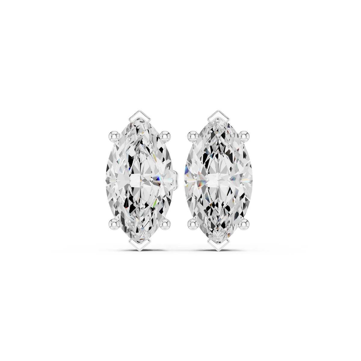 3.00 CT IGI Certified Marquise Cut Lab Grown Diamond Stud Earstuds, White Gold