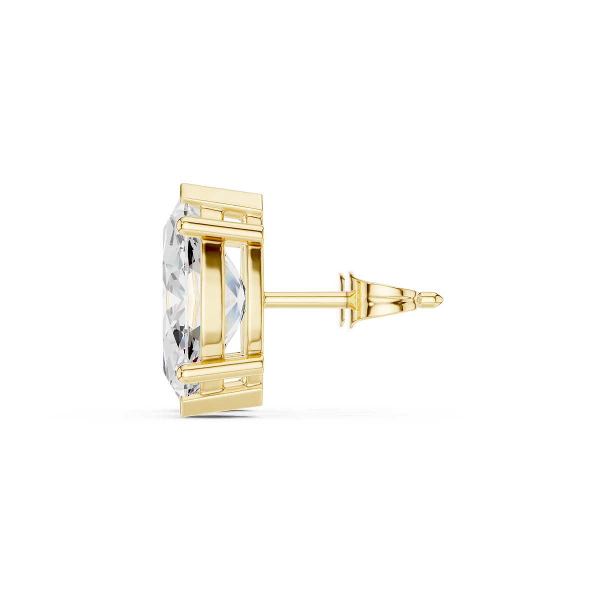 3.00 CT IGI Certified Marquise Cut Lab Grown Diamond Stud Earstuds, Yellow Gold