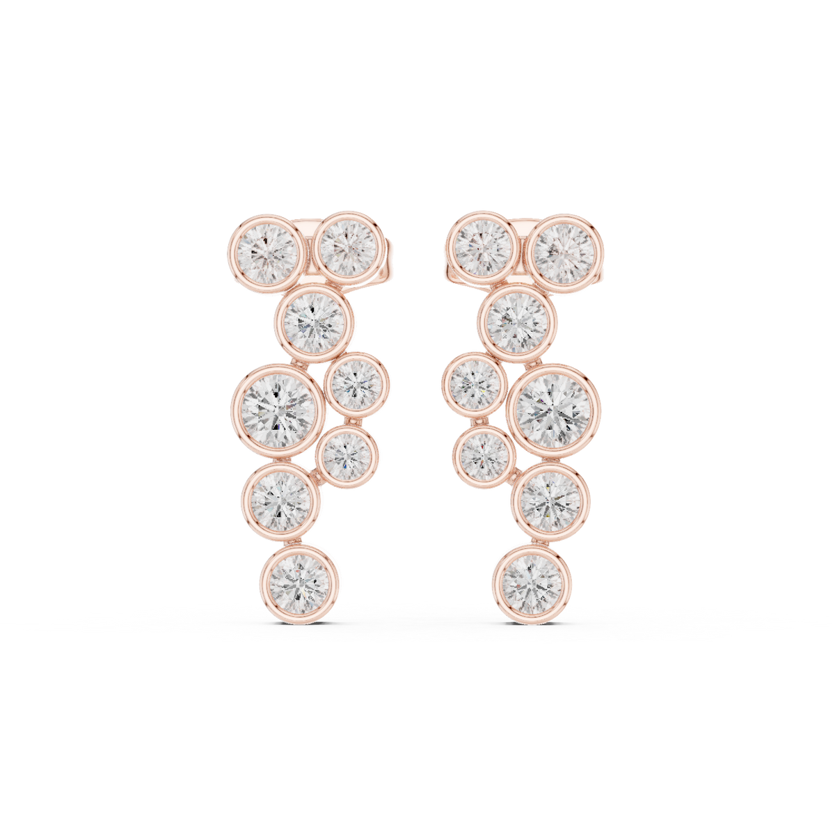 Elegant Round Lab Grown Diamond Drop Earrings with IGI Certified, Rose Gold