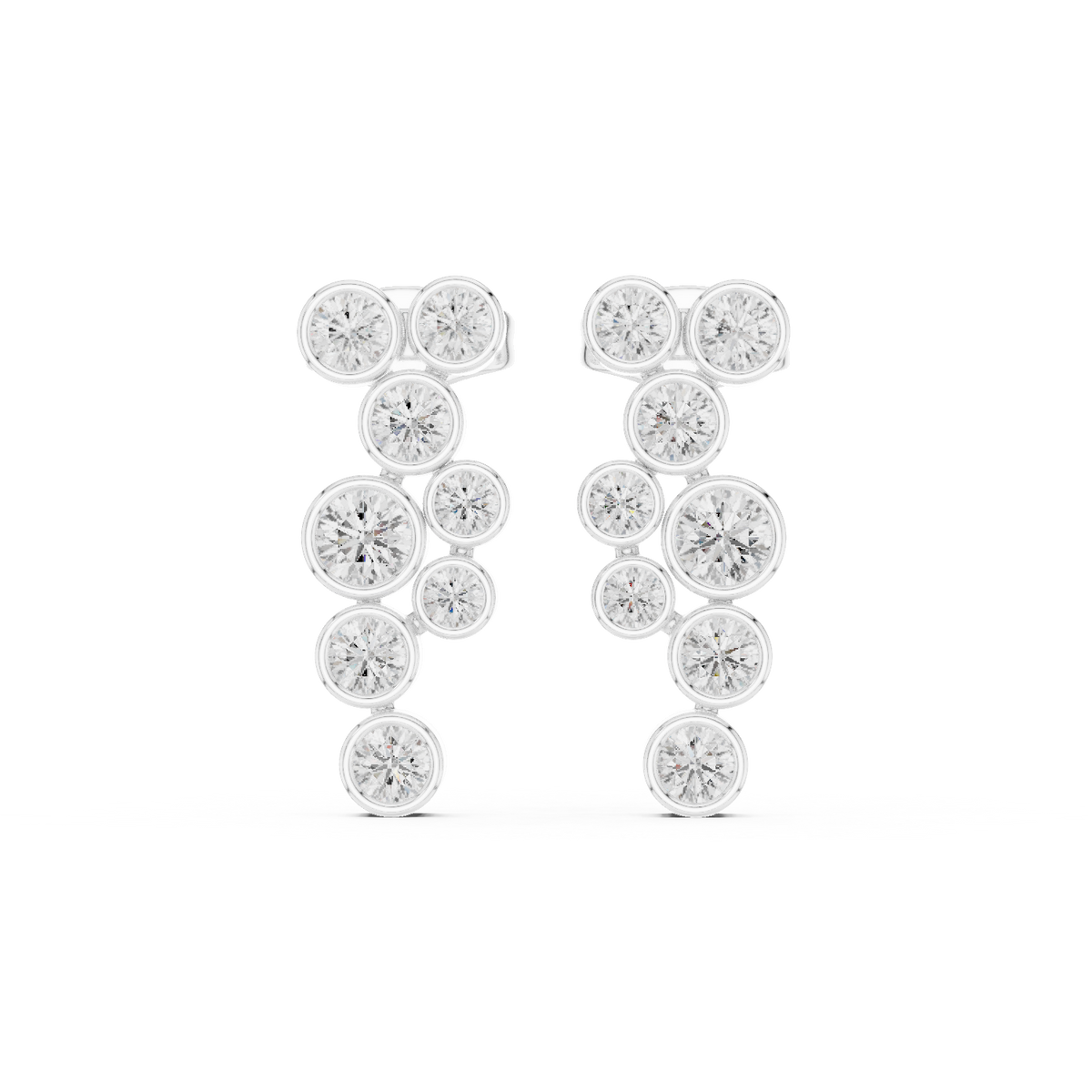 Elegant Round Lab Grown Diamond Drop Earrings with IGI Certified, White Gold