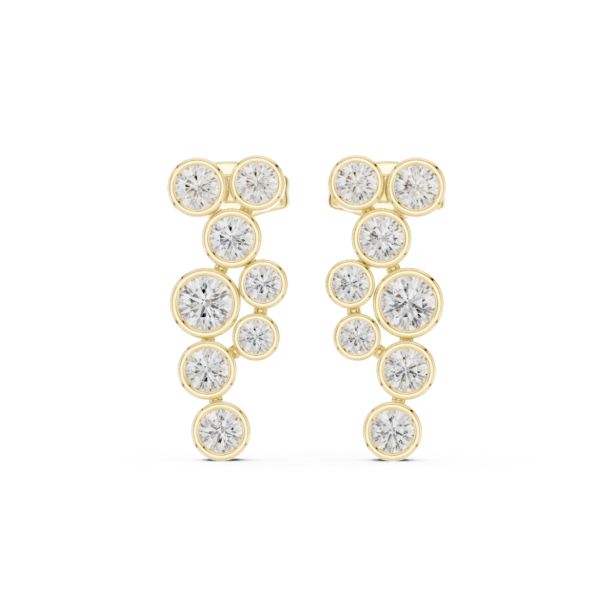 Elegant Round Lab Grown Diamond Drop Earrings with IGI Certified, Yellow Gold