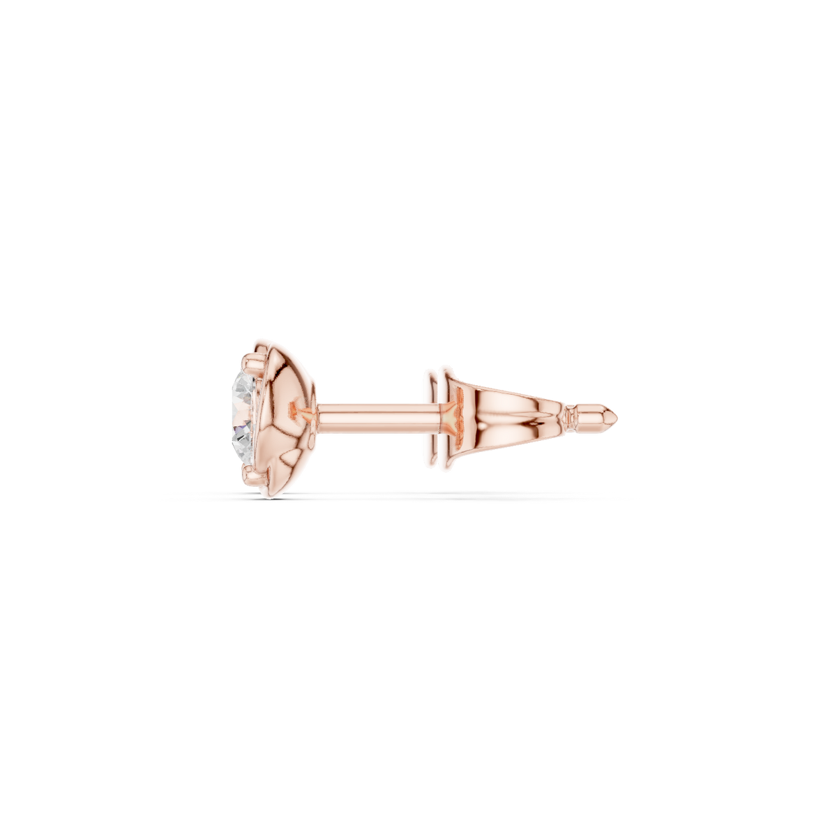 IGI Certified Round Diamond Solitaire Stud Earrings, Rose Gold