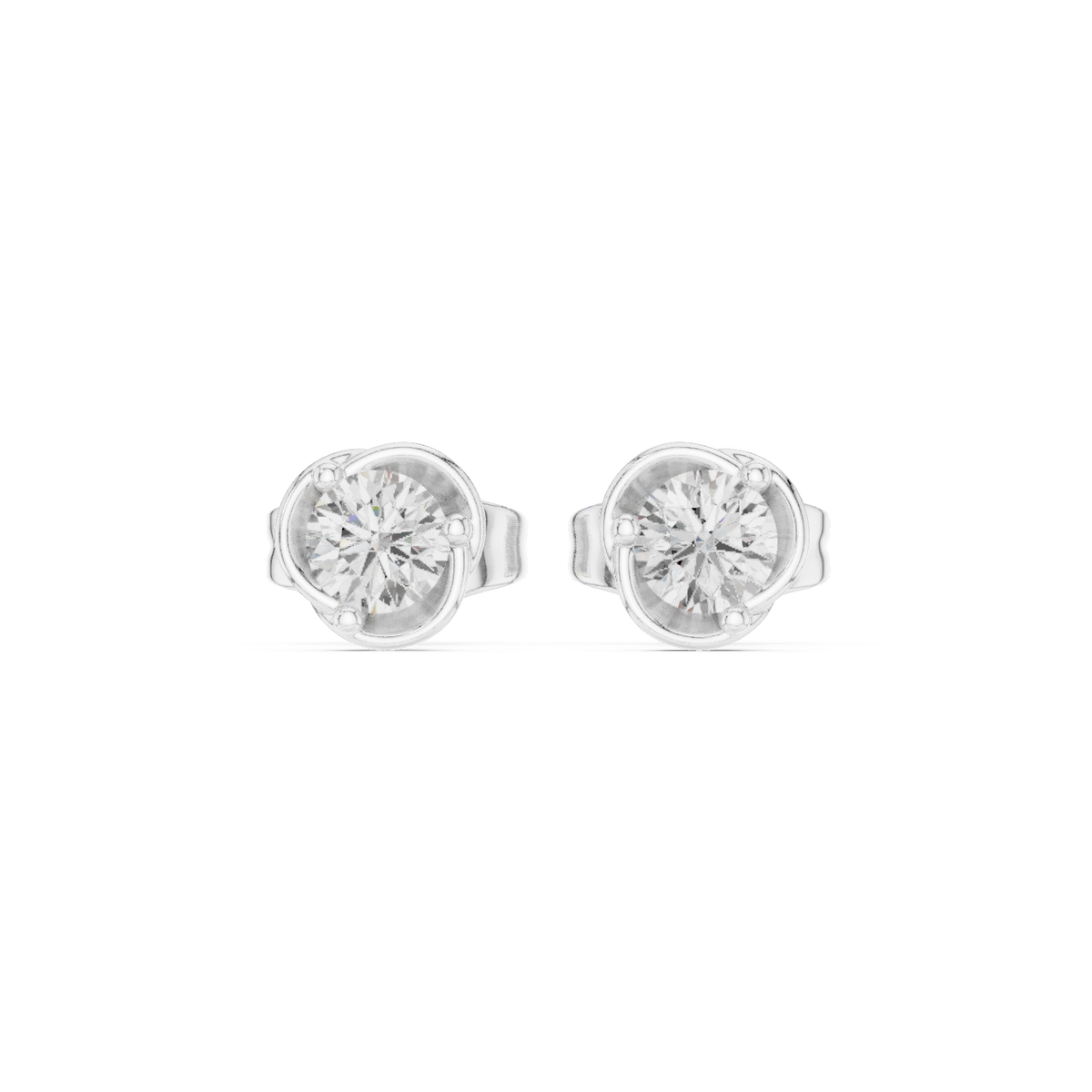 IGI Certified Round Diamond Solitaire Stud Earrings, White Gold