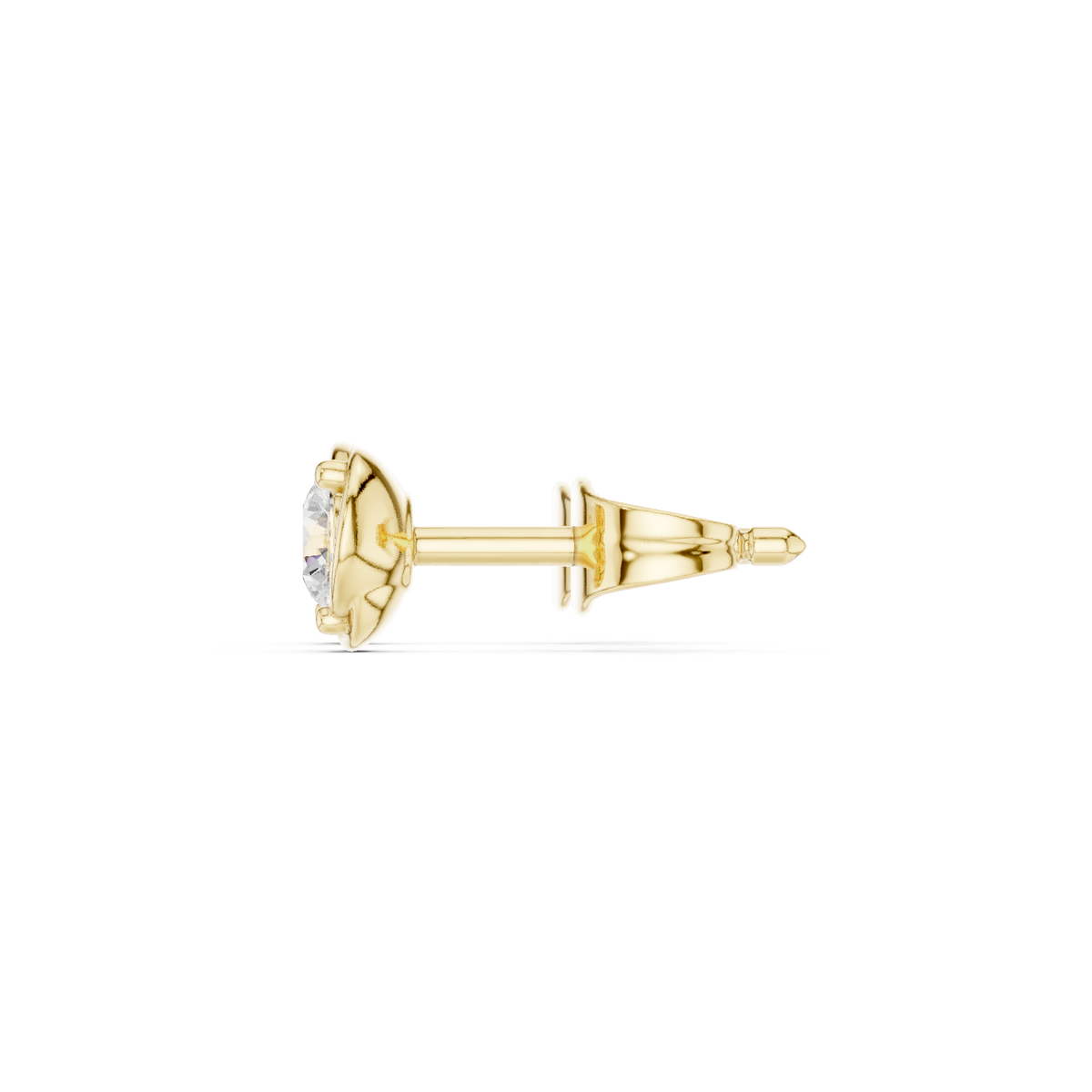 IGI Certified Round Diamond Solitaire Stud Earrings, Yellow Gold
